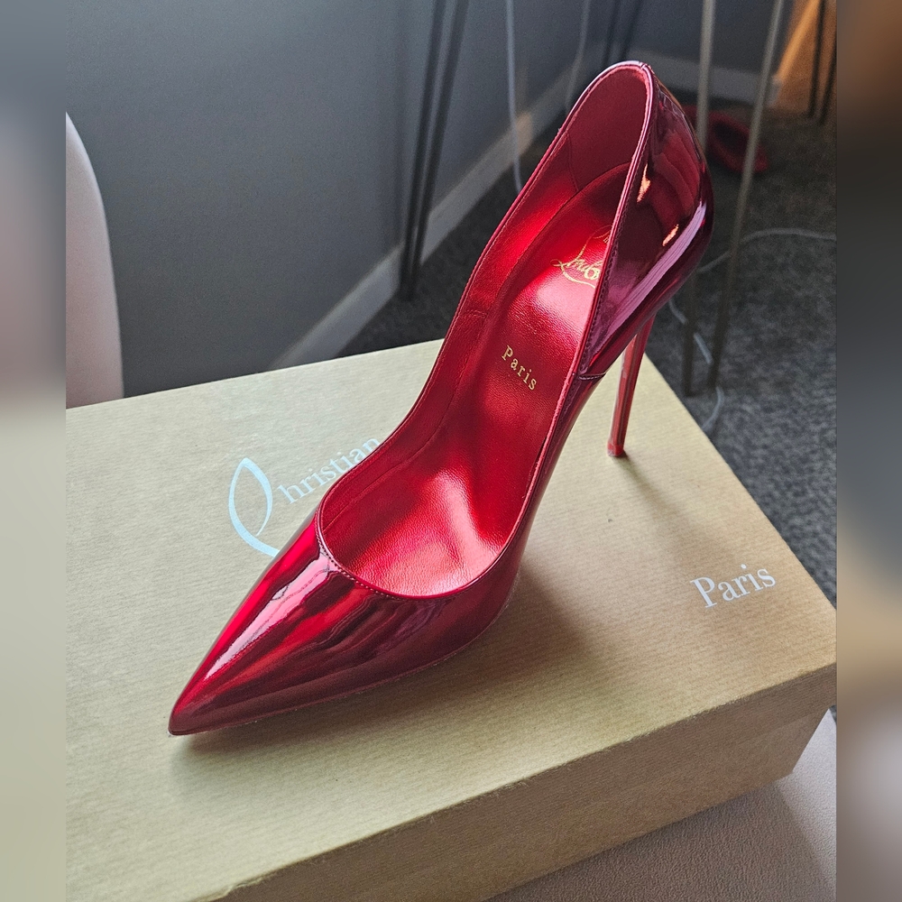 Christian Louboutin Red Patent Pointed-Toe Stiletto Pumps